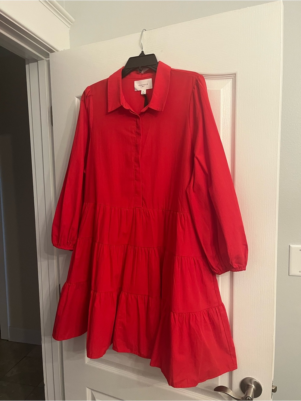 Pomander Place Vibrant Red Collared Shirt Dress